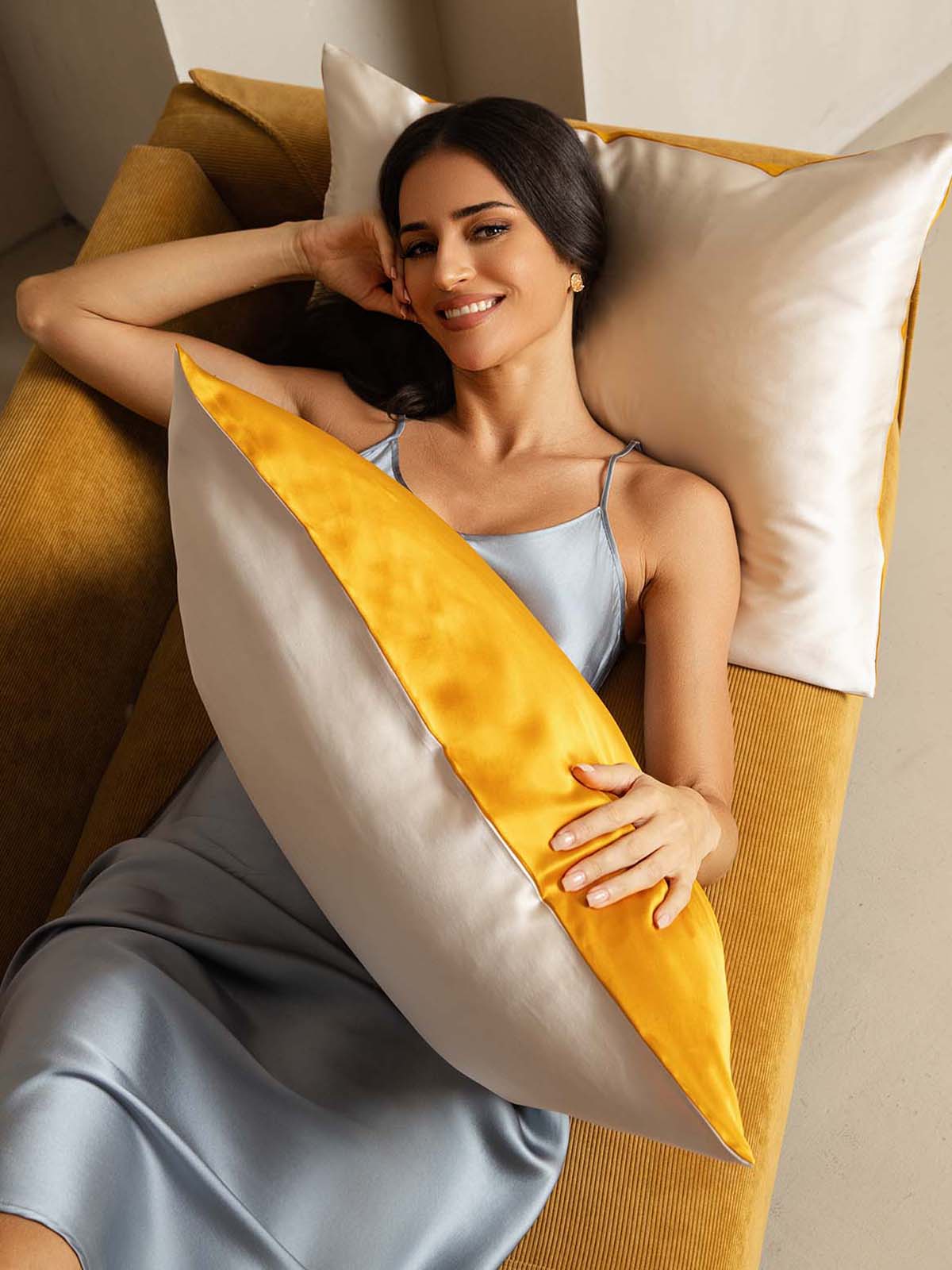 Fundas De Almohada De Seda De Mora 100% 22Momme - Diseño Bicolor
