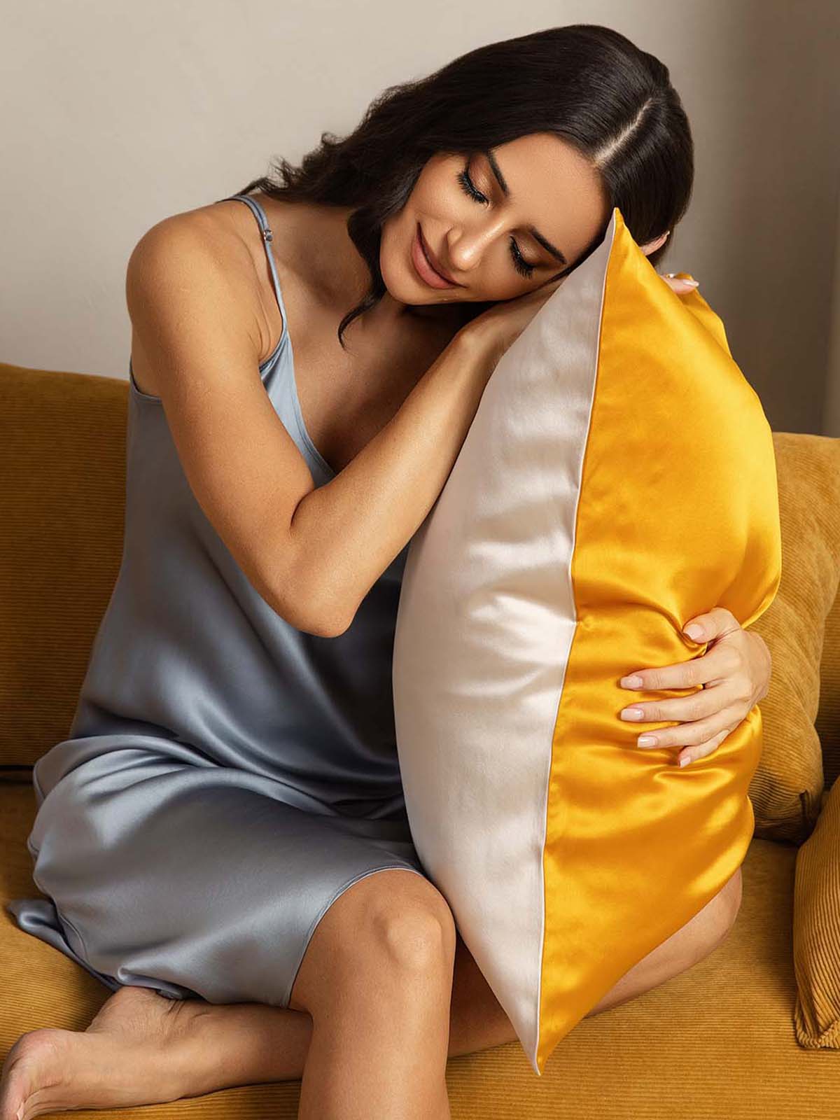 Fundas De Almohada De Seda De Mora 100% 22Momme - Diseño Bicolor