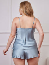 [Azul Grisáceo] SilkSilky-ES Spalline Sottili Cuello en V Conjunto de tirantes talla grande 002