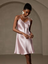 [Lavanda] SilkSilky-ES Spalline Sottili Cuello en V Vestido 001