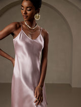 [Lavanda] SilkSilky-ES Spalline Sottili Cuello en V Vestido 004