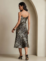 [Leopardo] SilkSilky-ES Spaghetti Strap V Neck Vestido 002