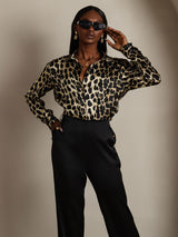 [Leopardo] SilkSilky-ES Long Sleeve Lapel Collar Blusas de Mujer 005