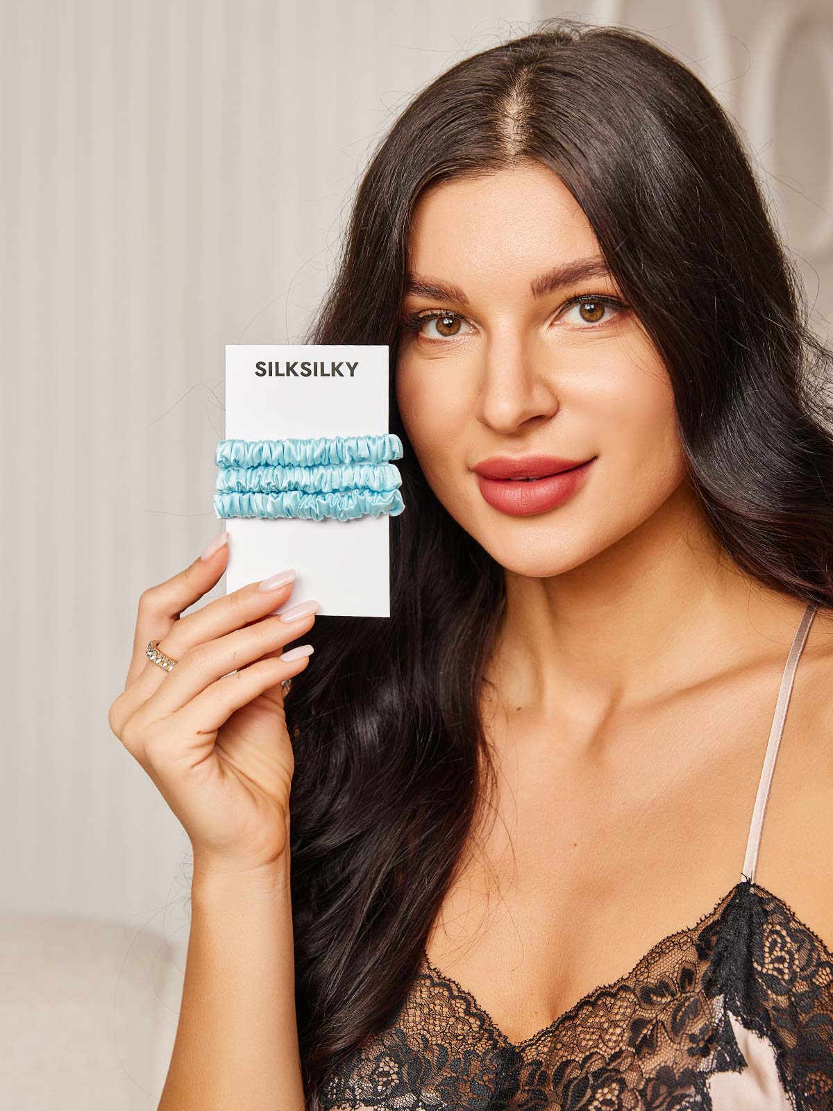 [Azul Claro] SilkSilky-ES 19Momme Scrunchie 001