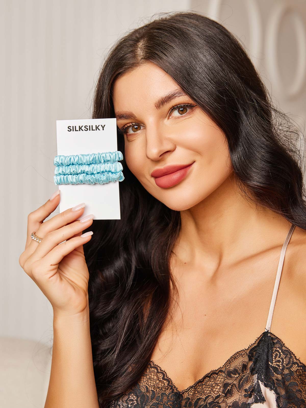 [Azul Claro] SilkSilky-ES 19Momme Scrunchie 002