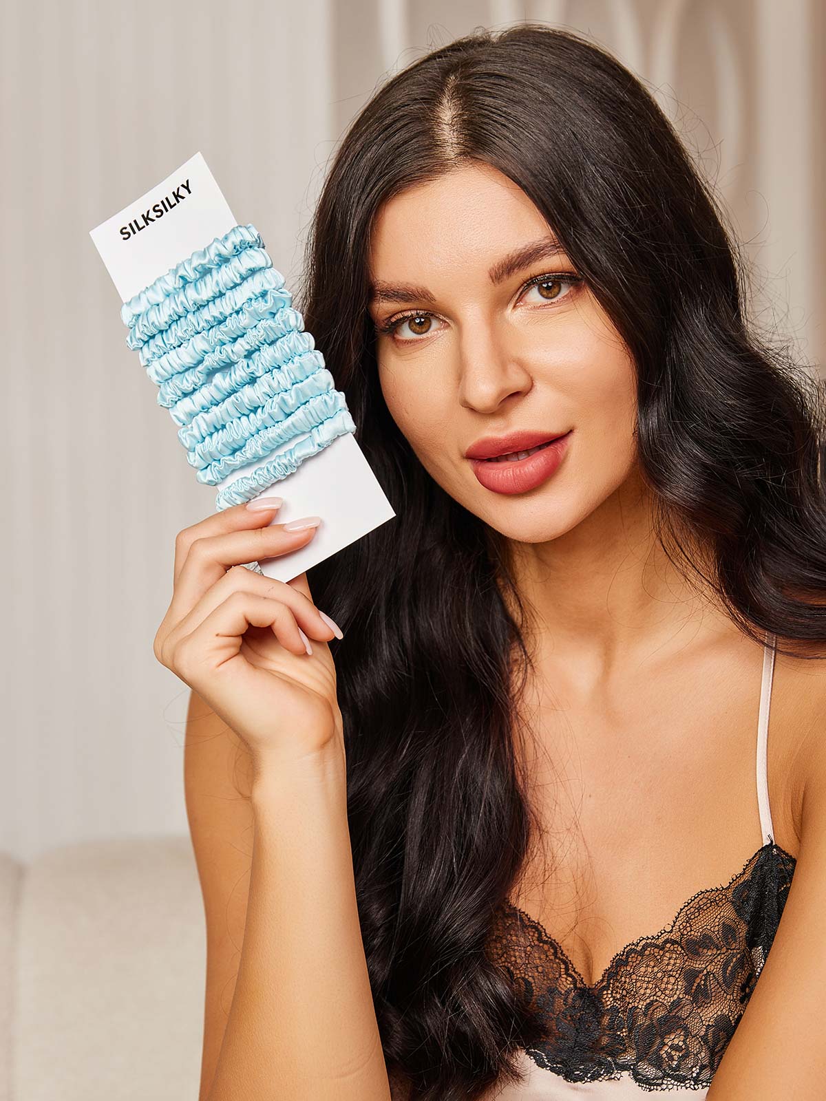 [Azul Claro] SilkSilky-ES 19Momme Scrunchie 002