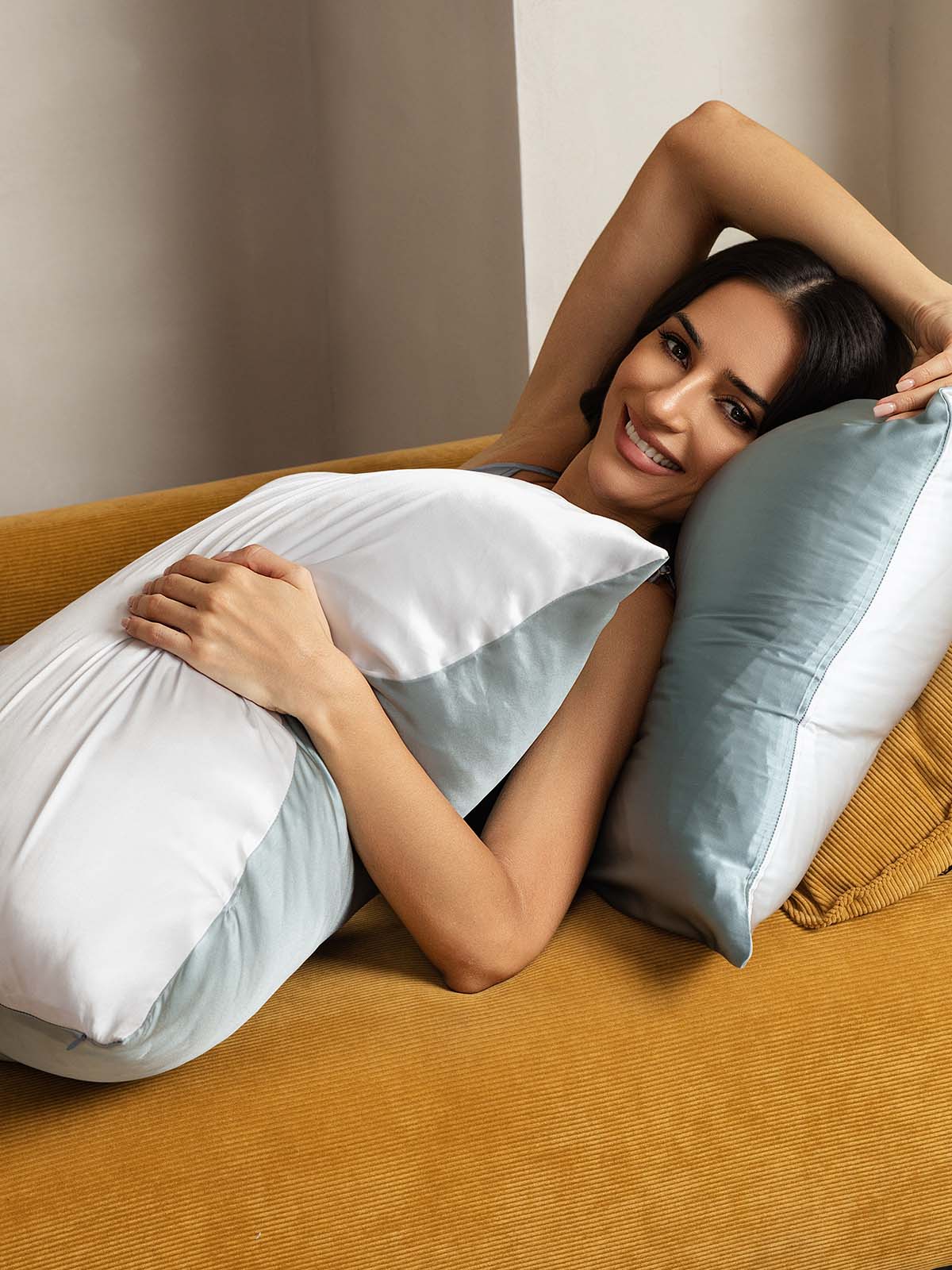 Fundas De Almohada De Seda De Mora 100% 19Momme - Diseño Bicolor