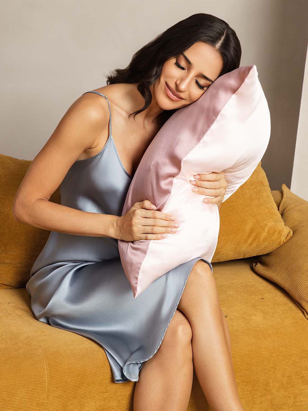 Fundas De Almohada De Seda De Mora 100% 22Momme - Diseño Bicolor