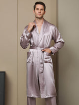 [Malva Pálido] SilkSilky-ES 19Momme Seda Pura Manga larga Mens Robe 001