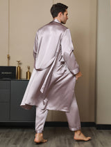 [Malva Pálido] SilkSilky-ES 19Momme Seda Pura Manga larga Mens Robe 002