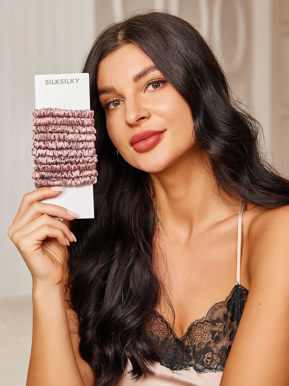 [Malva Pálido] SilkSilky-ES 19Momme Scrunchie 001