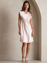 [Rosa] SilkSilky-ES Sin mangas Cuello en V Vestido 001