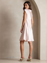 [Rosa] SilkSilky-ES Sin mangas Cuello en V Vestido 002