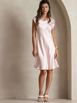 [Rosa] SilkSilky-ES Sin mangas Cuello en V Vestido 003