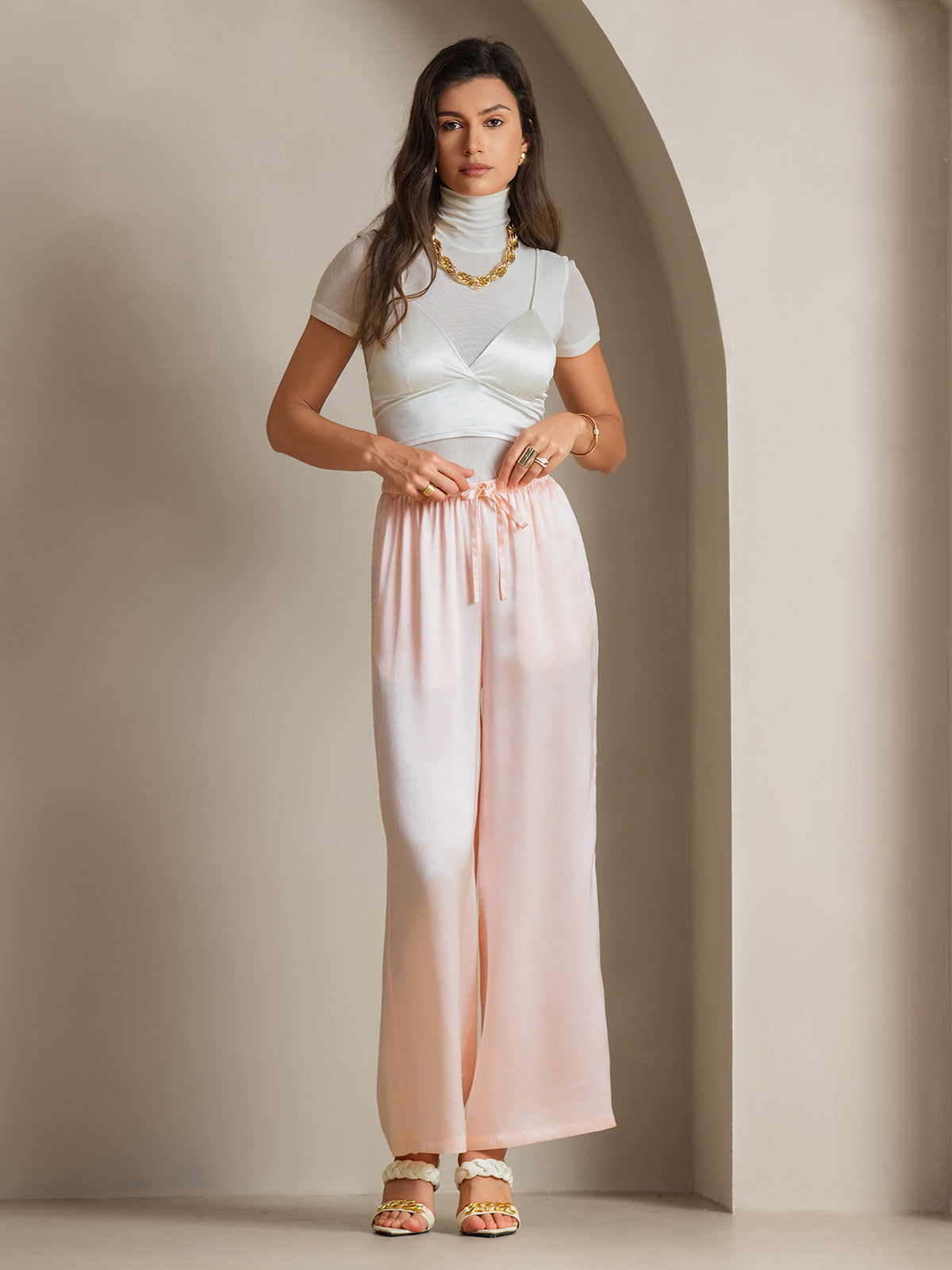 [Rosa] SilkSilky-ES Seda Pura Womens Pants 005