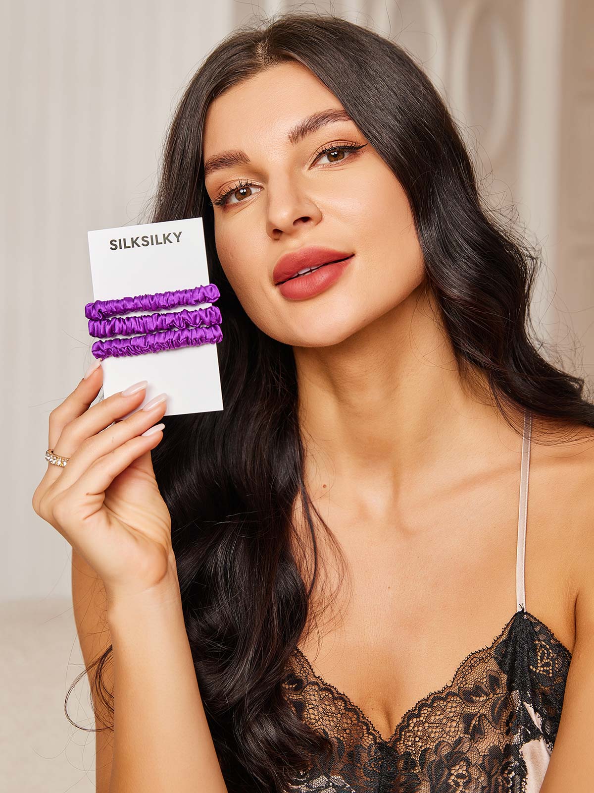 [Púrpura] SilkSilky-ES 19Momme Scrunchie 001