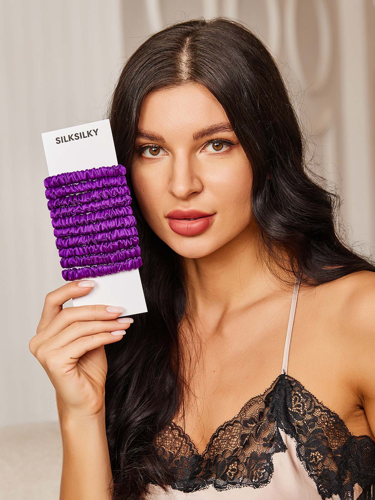 [Púrpura] SilkSilky-ES 19Momme Scrunchie 001