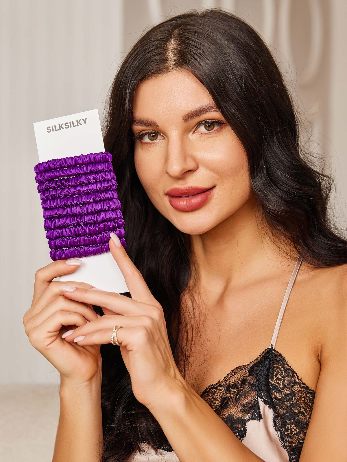 [Púrpura] SilkSilky-ES 19Momme Scrunchie 002