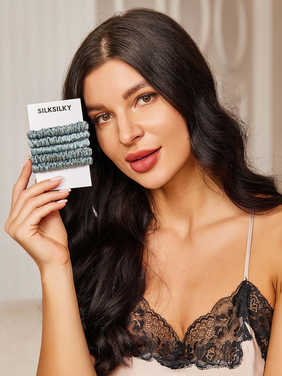 [Azul Acero] SilkSilky-ES 19Momme Scrunchie 003