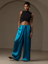 [Azul Real] SilkSilky-ES Pantalones de mujer 004