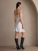 [Blanco] SilkSilky-ES Spalline Sottili Cuello en V Vestido 002