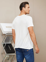 [Blanco] SilkSilky-ES Manga corta Cuello Cerrado Camiseta de hombre 002