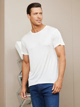 [Blanco] SilkSilky-ES Manga corta Cuello Cerrado Camiseta de hombre 003