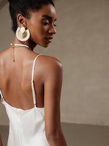 [Blanco] SilkSilky-ES Spaghetti Strap Cowl Neck Vestido 002
