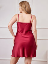 [Vino] SilkSilky-ES Spalline Sottili Cuello en V Vestido talla grande 002