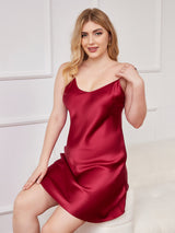 [Vino] SilkSilky-ES Spalline Sottili Cuello en V Vestido talla grande 004