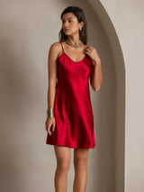 [Vino] SilkSilky-ES Spalline Sottili Cuello en V Vestido 004