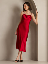 [Vino] SilkSilky-ES Spaghetti Strap Cowl Neck Vestido 001