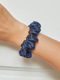 SilkSilky ES 19Momme Seda Pura Scrunchie Azul 005