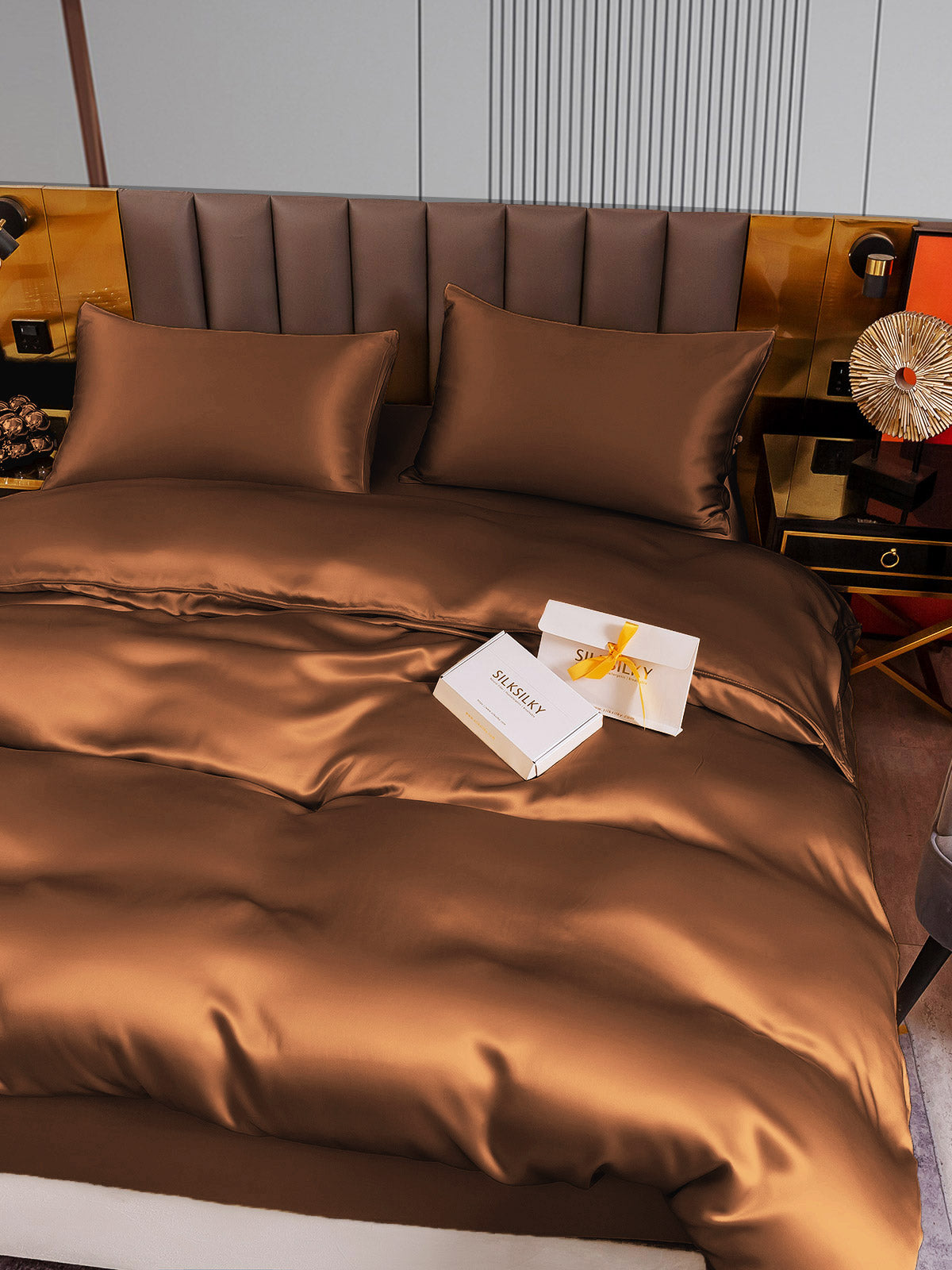 [Café] SilkSilky-ES 22Momme Seda Pura Bedding Set 006