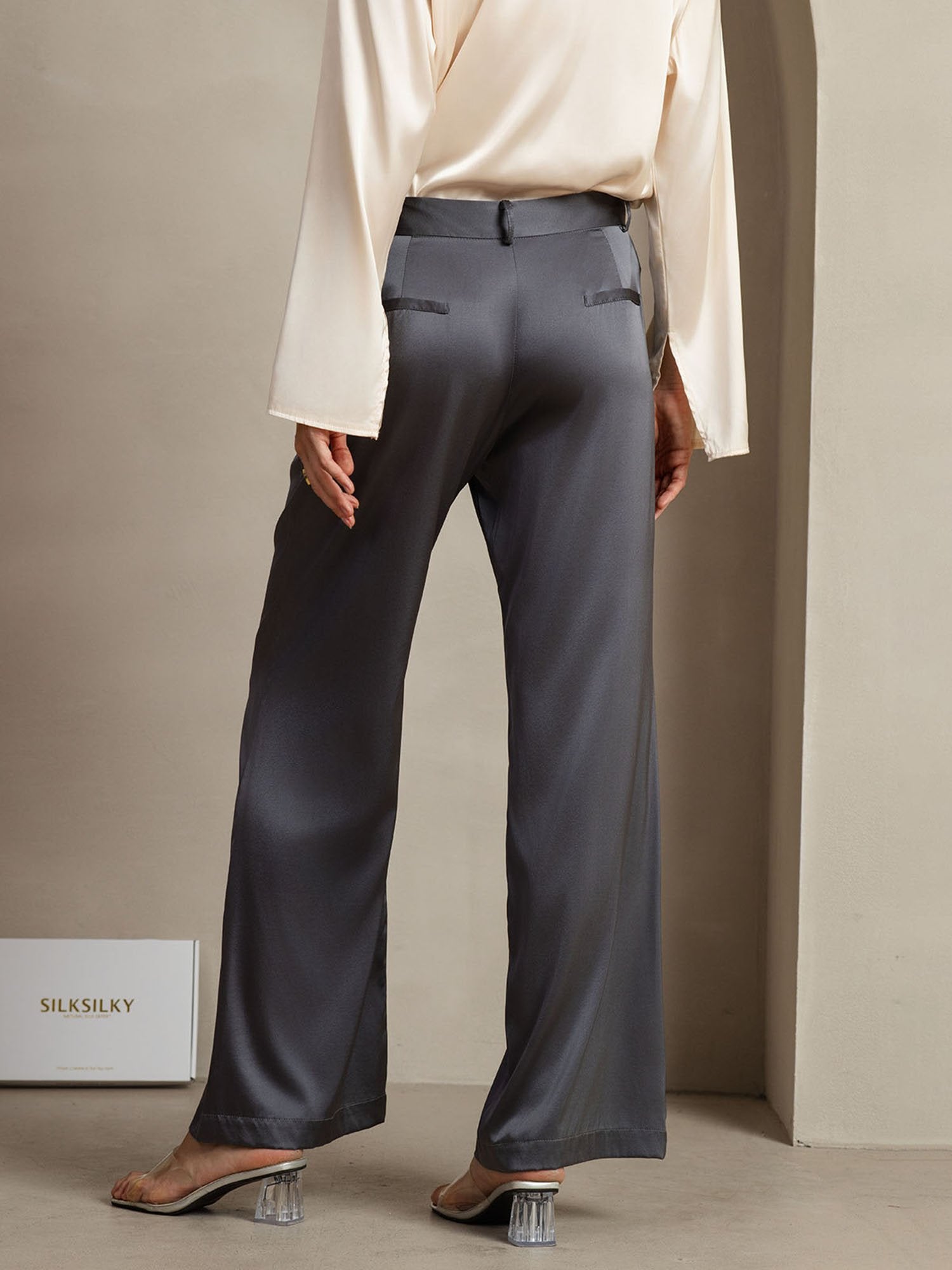 [GrisOscuro] SilkSilky-ES 19Momme Seda Womens Pants 002