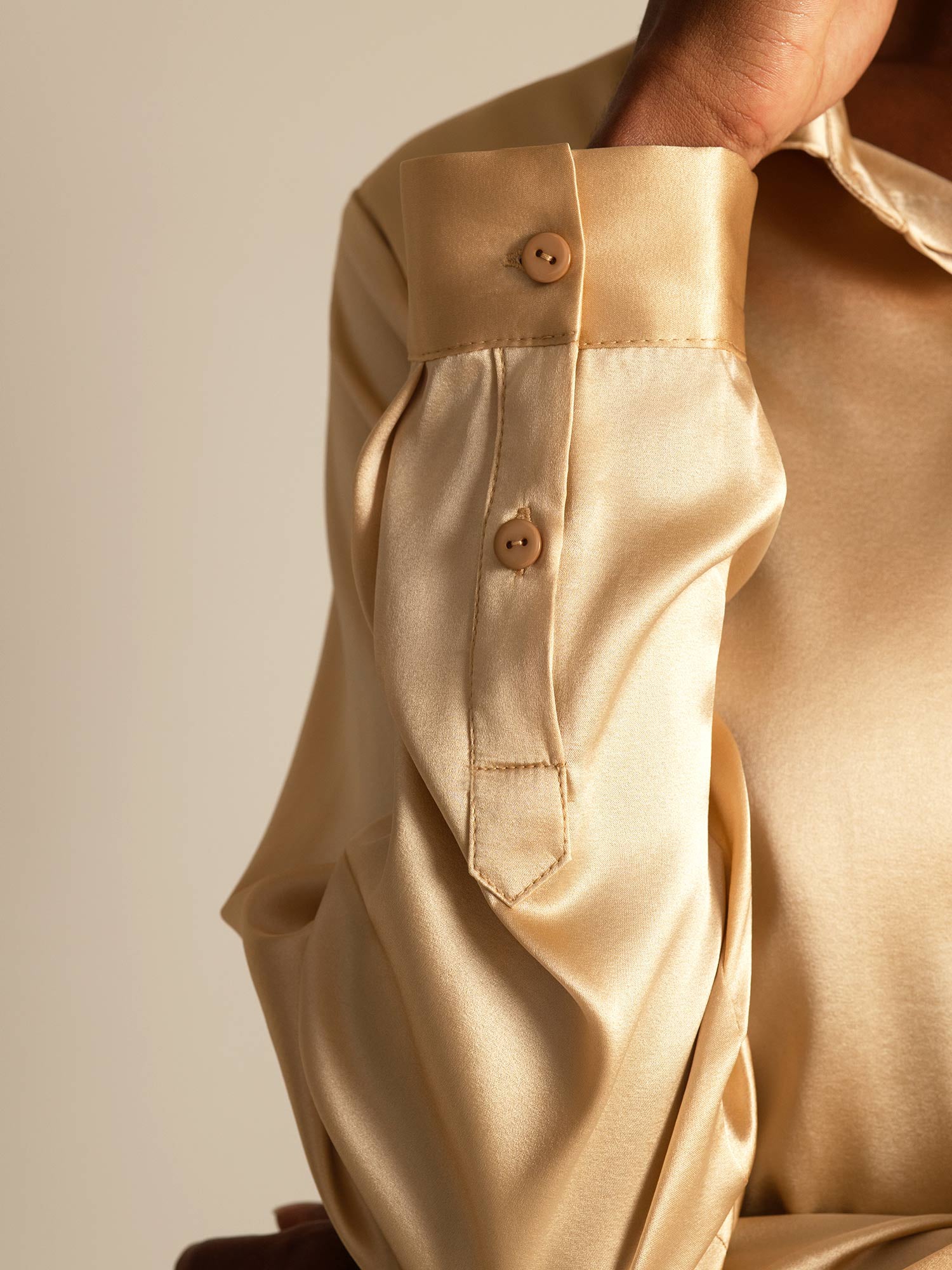 [Champán] SilkSilky-ES 19Momme Seda Cuello Camisero Blusas de Mujer 007