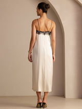 [Beige Arroz] SilkSilky-ES Square Neck Vestido 002