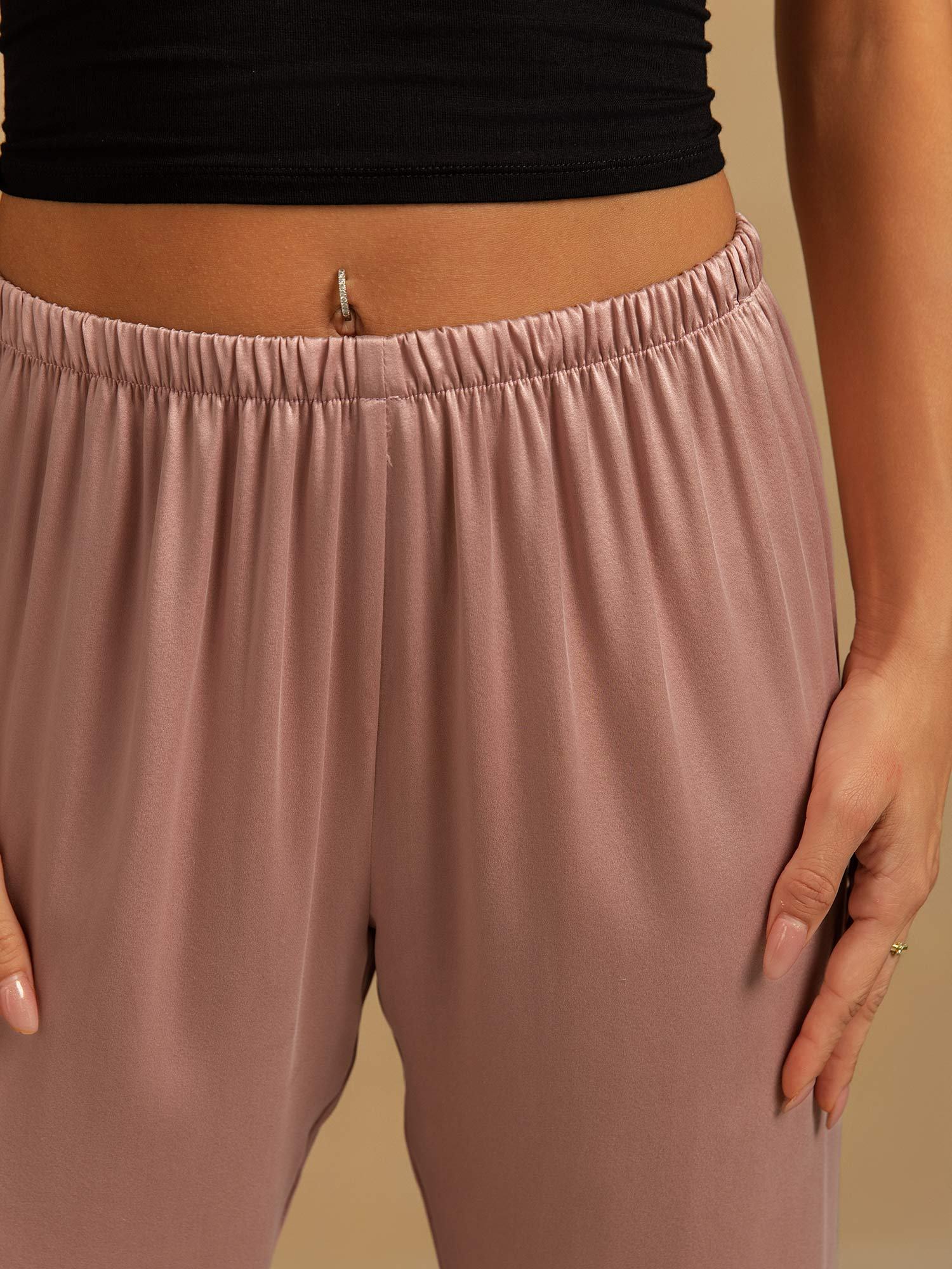 [Piel De Melocotón] SilkSilky-ES 19Momme Seda Womens Sleep Bottoms 004,