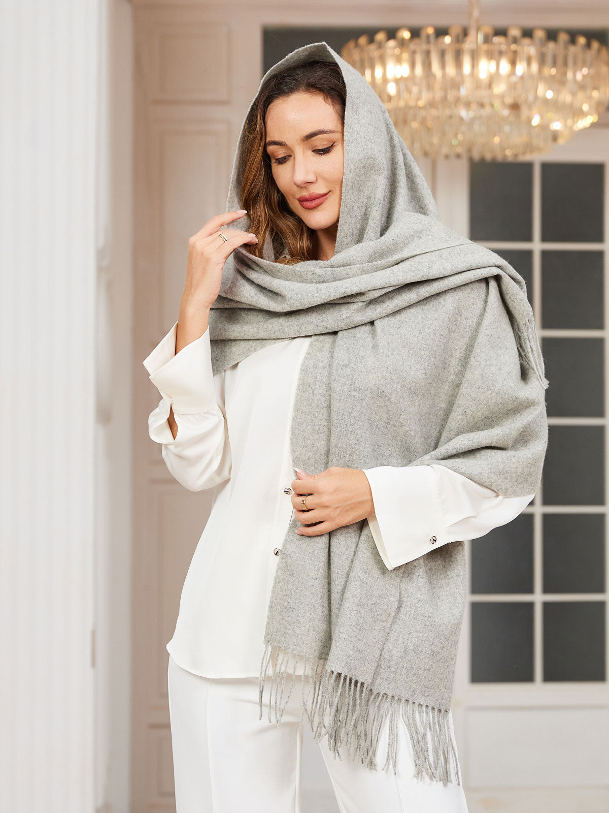 [Gris Claro] SilkSilky-ES Lana Scarf 002