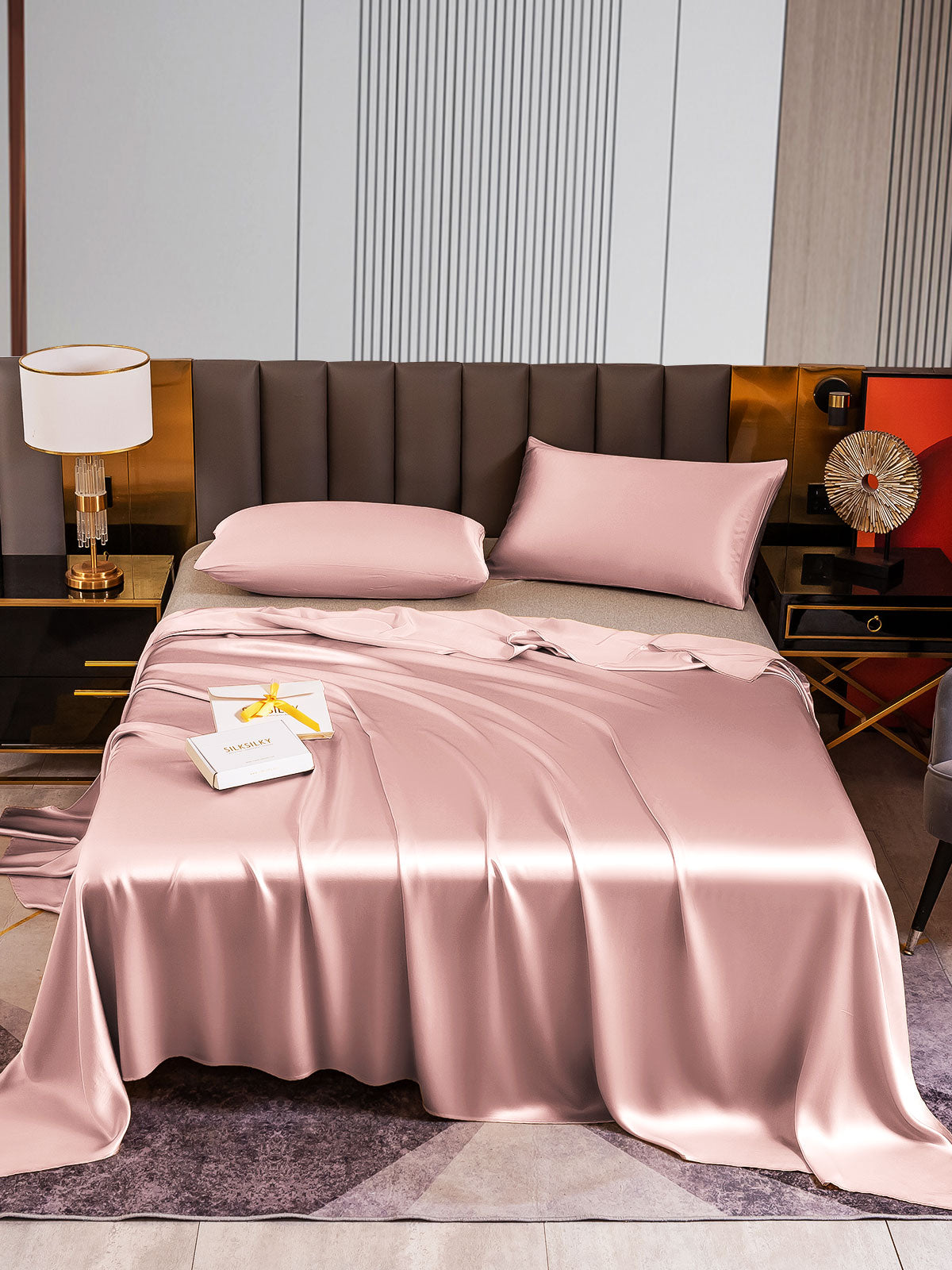 [Malva Pálido] SilkSilky-ES 22Momme Seda Pura Bedding Set 001