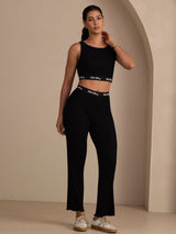 [Negro] SilkSilky-ES Sleeveless Crew Neck Women's Outfit Sets 005