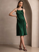 [Verde Oscuro] SilkSilky-ES Spaghetti Strap Vestido 005