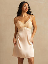 [Rosa Claro] SilkSilky-ES Spaghetti Strap V Neck Camisón 001