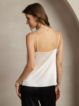 [Gris Claro] SilkSilky-ES Spaghetti Strap Cowl Neck Top de tirantes 002