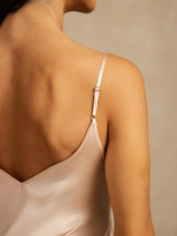 [Rosa Claro] SilkSilky-ES Spaghetti Strap V Neck Camisón 005