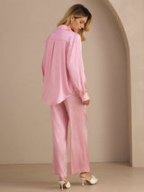 [Raya Diplomática Rosa] SilkSilky-ES Long Sleeve Lapel Collar Women's Outfit Sets 002