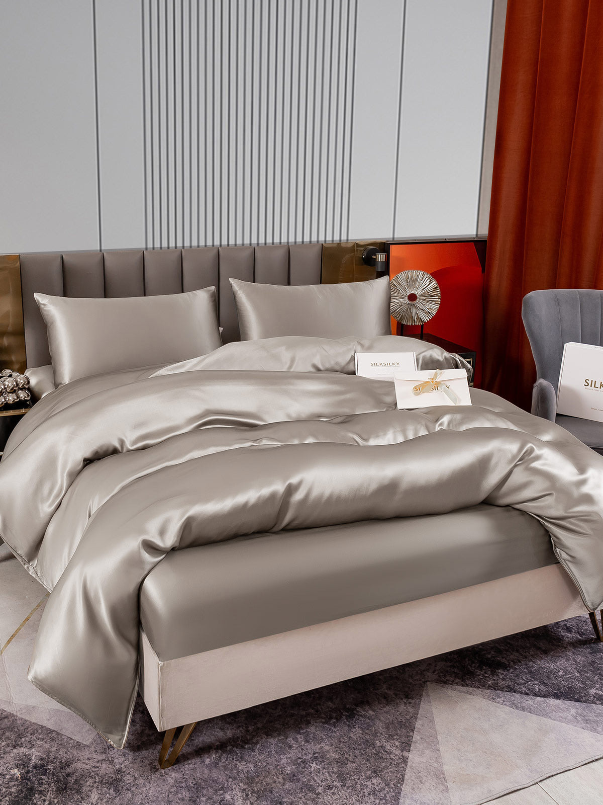[Gris] SilkSilky-ES 22Momme Seda Pura Bedding Set 003