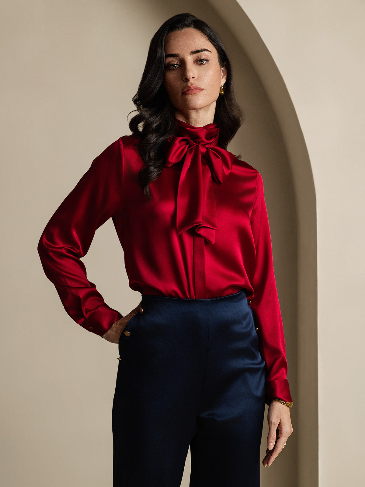 [Vino] SilkSilky-ES 19Momme Seda Womens Shirt 004
