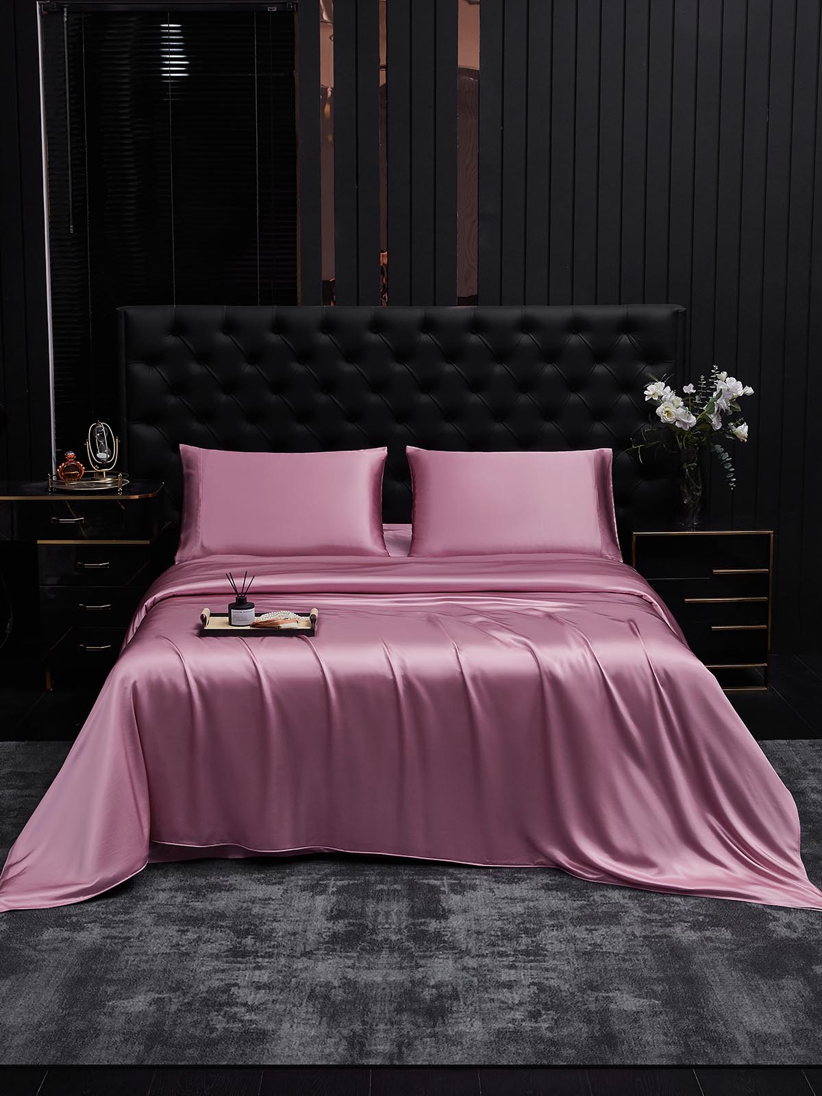 [Malva Pálido] SilkSilky-ES 19Momme Juego de ropa de cama 001
