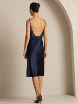 [Azul Oscuro] SilkSilky-ES Spaghetti Strap Cuello en U Vestido 002